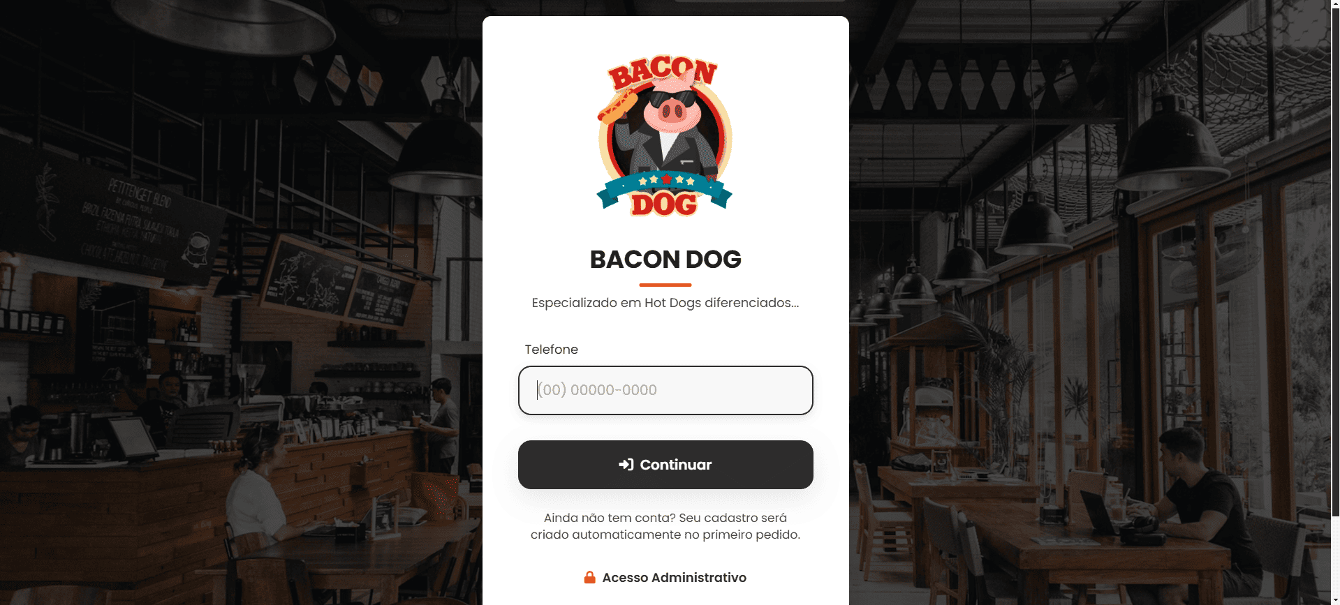 Demonstração do site de lanchonete